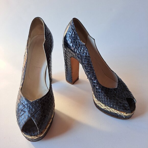 Miu Miu Runway Python Dark Blue Platform Heels Shoes Size 36 / US 6 - Picture 15 of 16